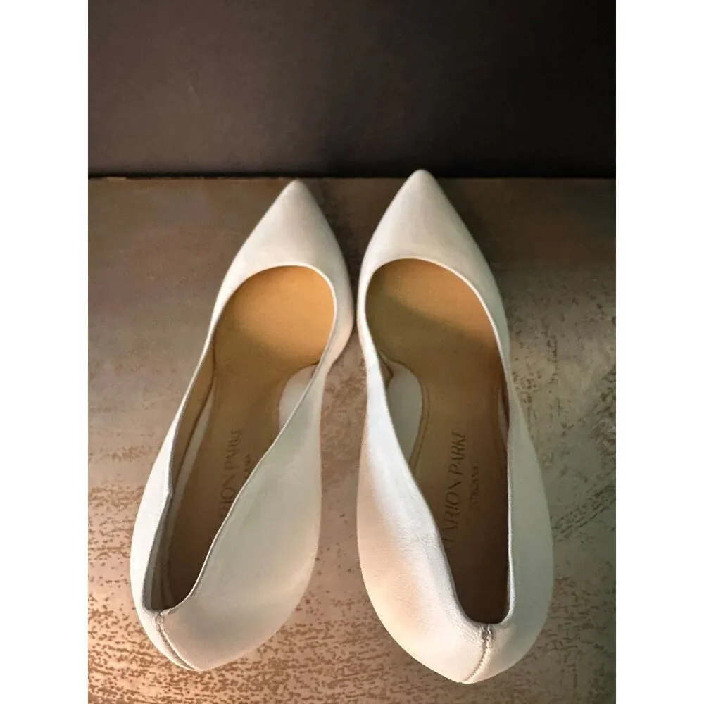 Marion Parke Pointed Toe Stiletto Pump 6.5 Heels Classic Bridal Wedding White